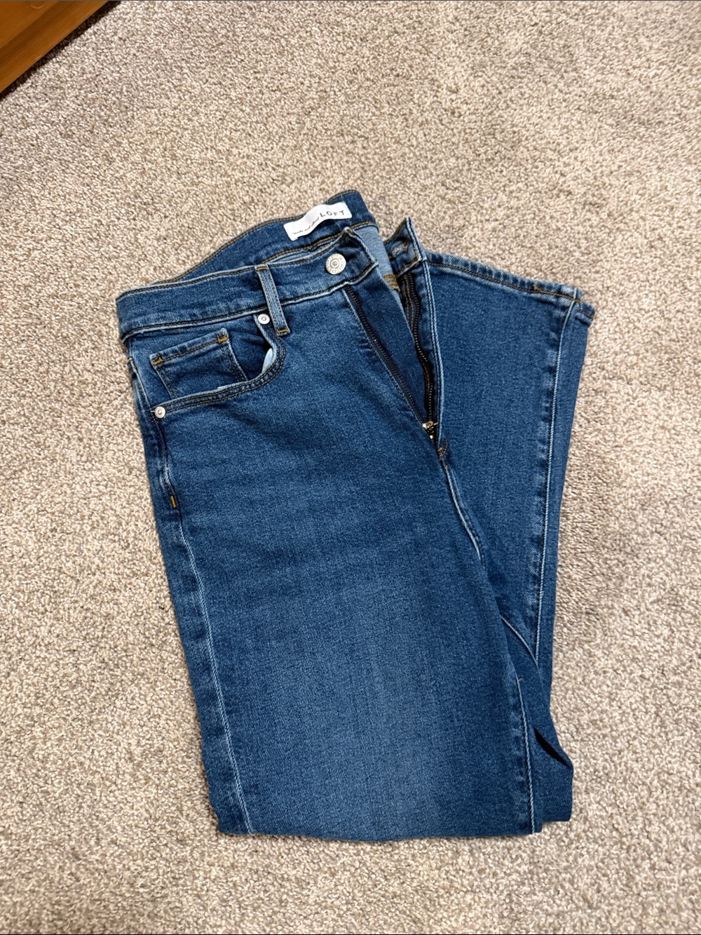LOFT Straight-Leg Dark Blue Jeans